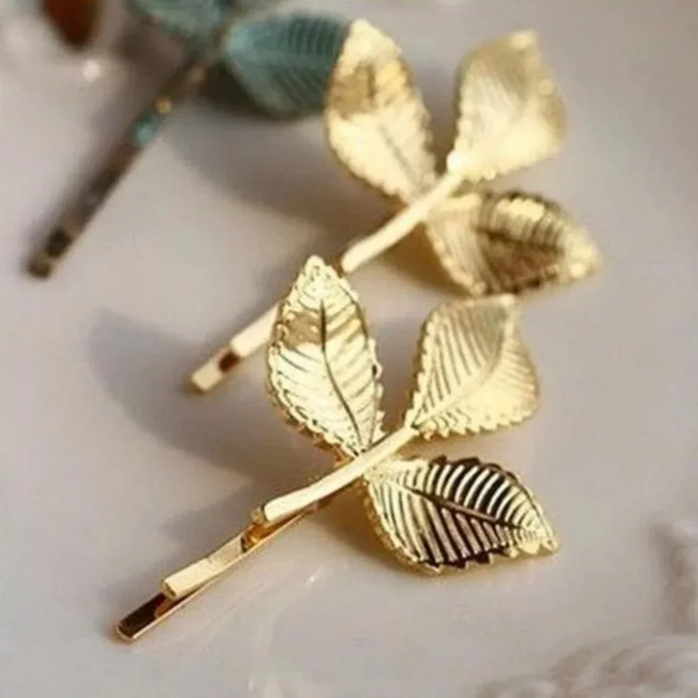 “Aveline” Beautiful 3-Leaf Boho Gold Hair Clips